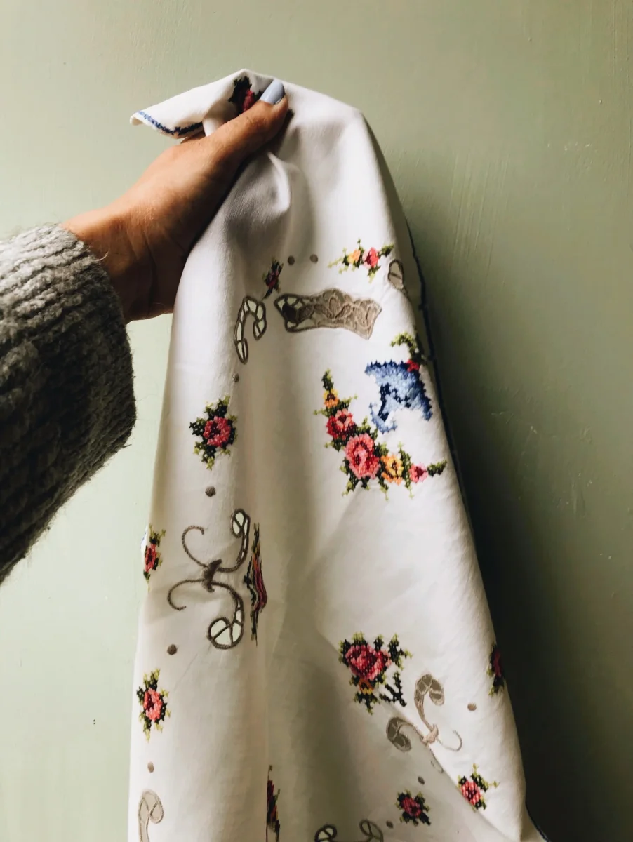 Parisian Embroidery and crochet Linen