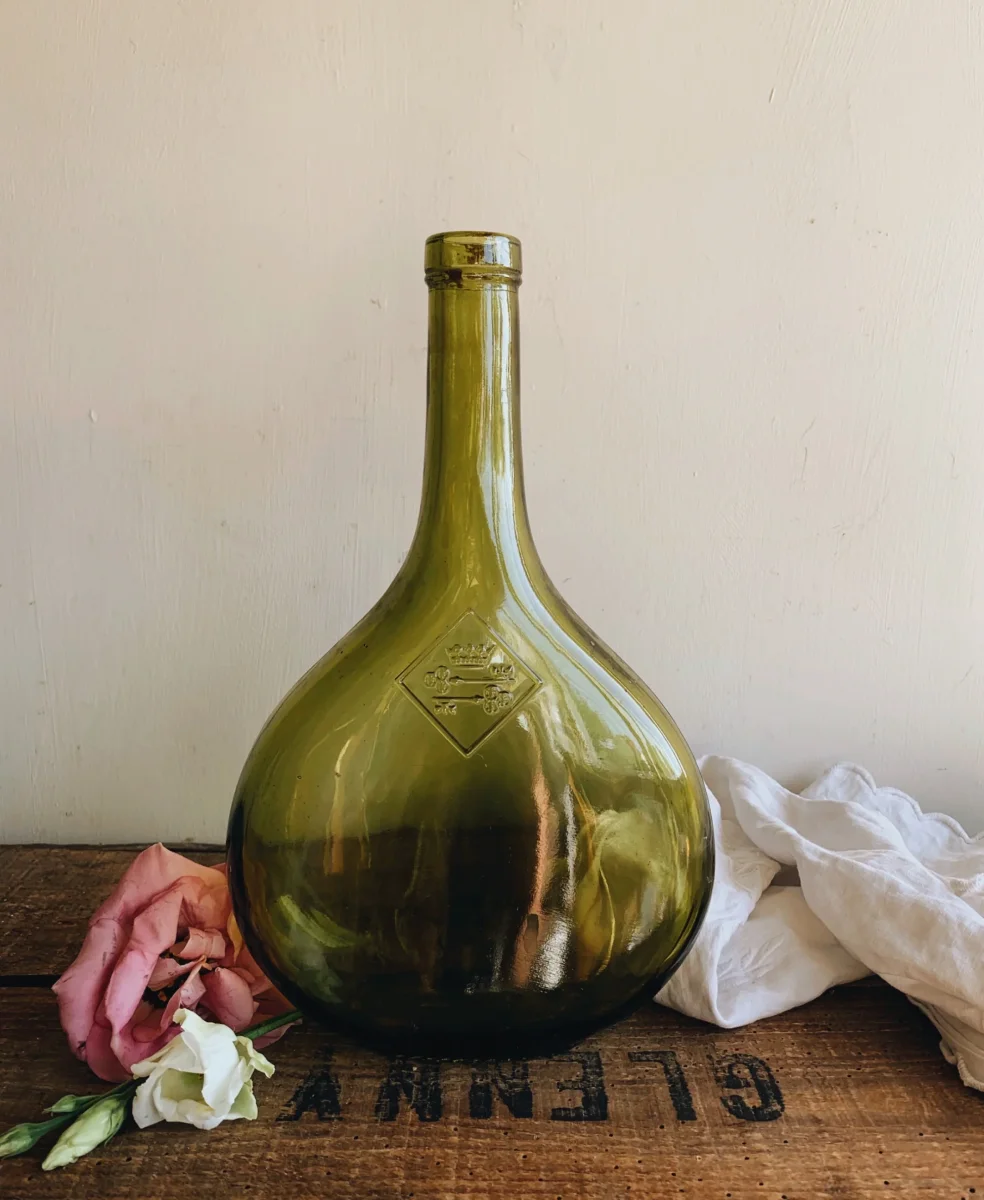 Large Vintage French Green Bottle - Image 2