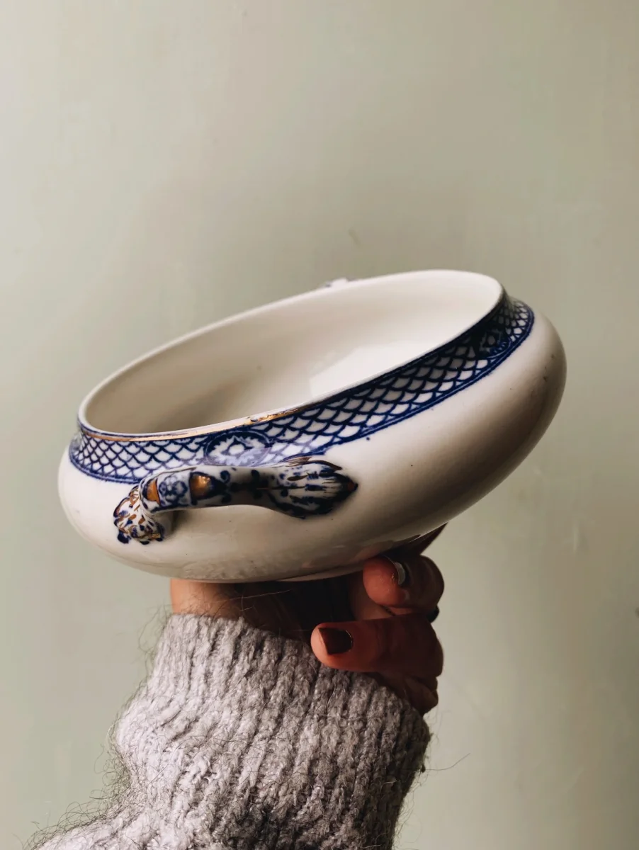Antique Hand Engraved Blue, White & Gilt Detailing Dish & Plate - Image 5